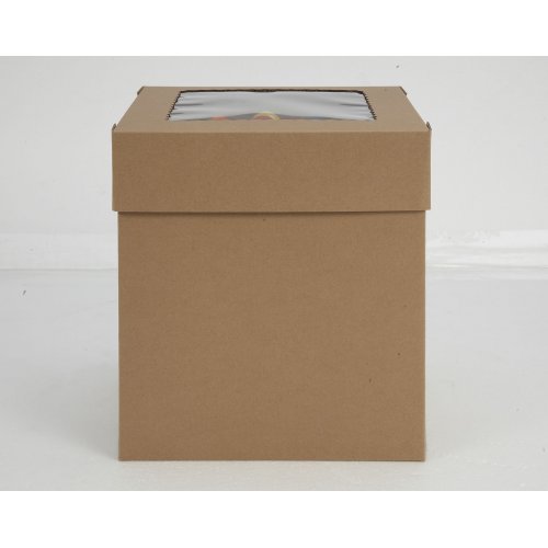 Kraft/Kraft E-Flute Plain Cake Box w/window - 12x12x12